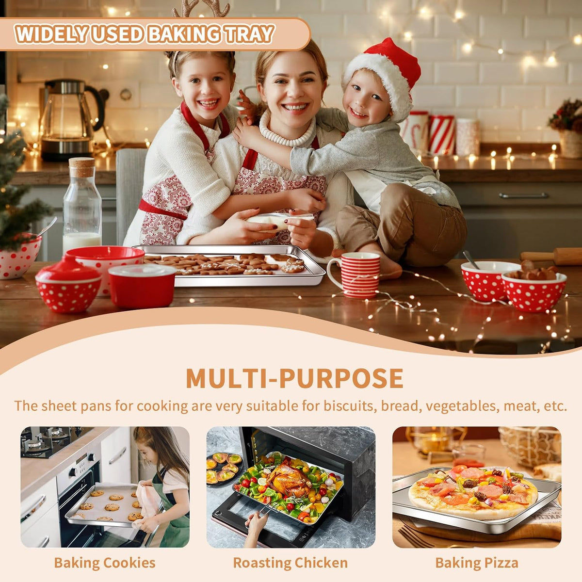 Stainless Steel Baking Sheet Pan Set of 2, Cookie Sheets