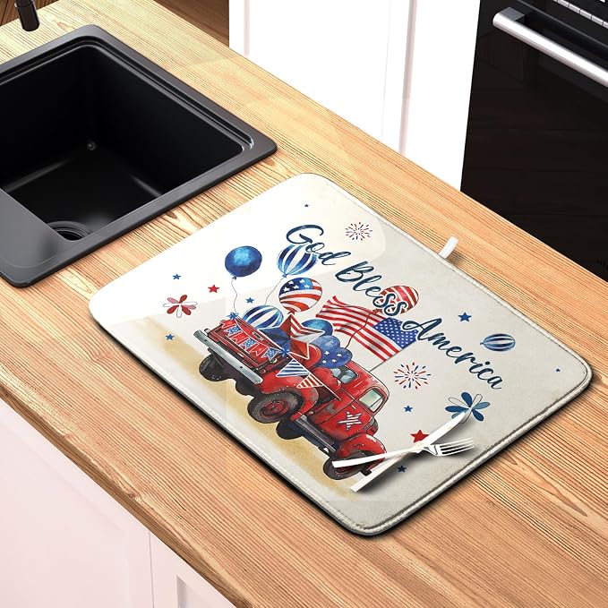 4th of July Drying Mat for Kitchen Counter 18 x 24 Inch US Independence Day - Image 6