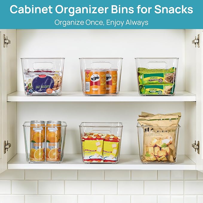Vtopmart 6 Pack Clear Storage Bins, Pantry Cabinet Organizer Bins - Image 3
