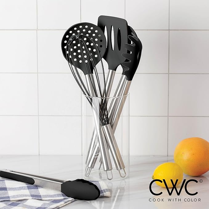 COOK WITH COLOR Silicone Cooking Utensils, Kitchen Utensil Set, Cooking Utensils - Image 8