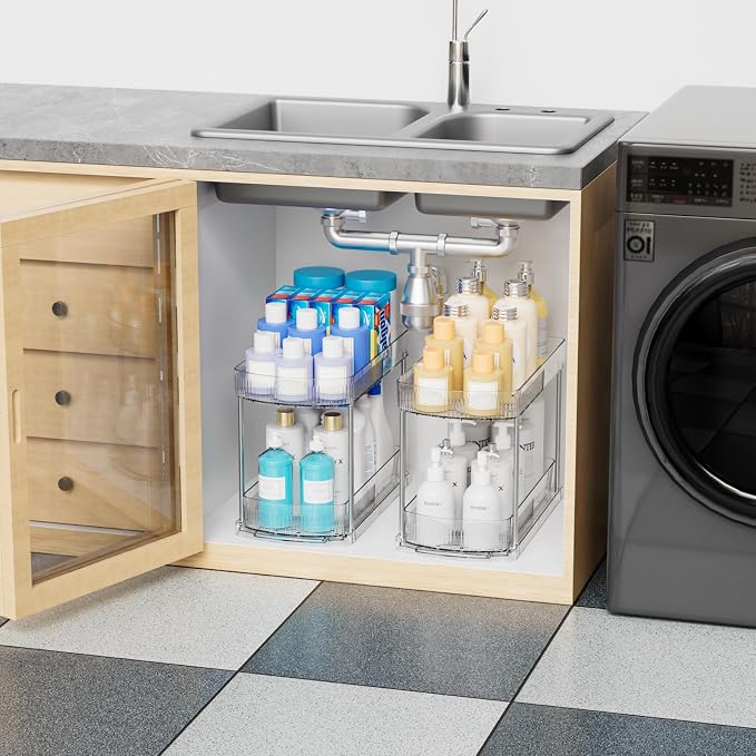 4 Pack Large Pull Out Bathroom Organizers and Storage, 2 Tier 12.8″ Tall - Image 8