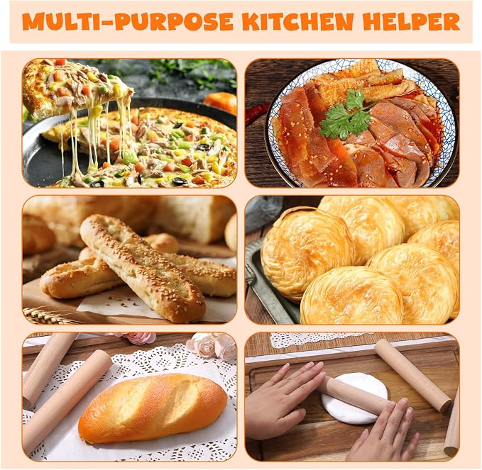 3 Pieces Small Wood Rolling Pin, Dumpling Roller 6.6 Inch Short Rolling Pin - Image 7