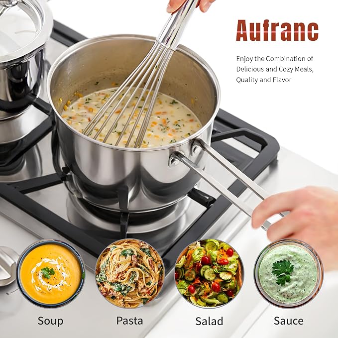 Aufranc Stainless Steel pots and pans set, 6 Piece Nonstick Kitchen Induction - Image 7
