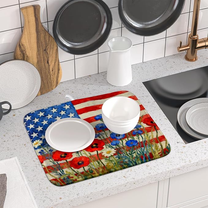 Patriotic American Flag Dish Drying Mat - Image 6