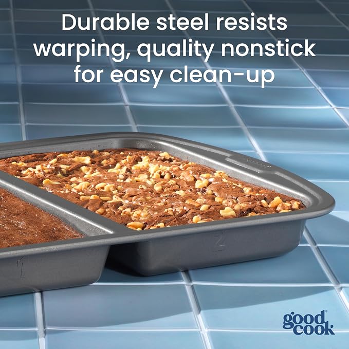 GoodCook Everyday Divided Baking Pan 1.5-Inch Deep 2-Section Non-Stick - Image 6