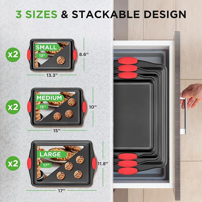 NutriChef Nonstick Baking Pans Set – Premium Cookie Sheets - Image 2