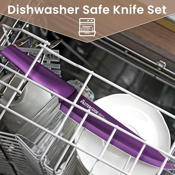 Astercook Knife Set, 6 Color Anti-Rust Coating Stainless Steel Chef Knife Sets - Image 7