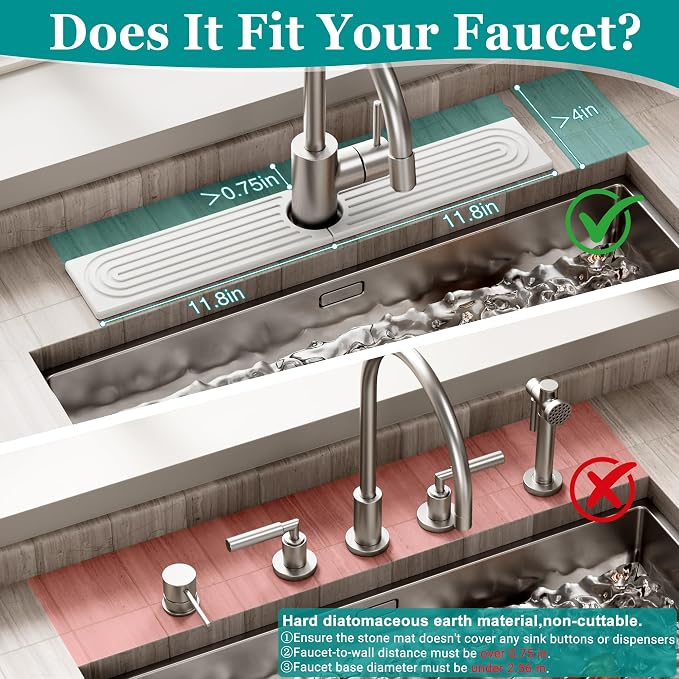 Stone Faucet Mat for Kitchen Sink - Image 2