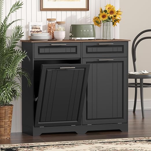 Double 10 Gallon Tilt Out Trash Can Cabinet - Image 8