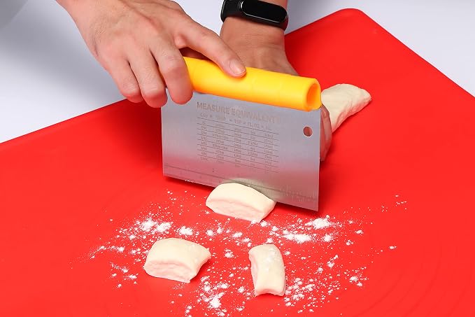 Suanyok Bench Scraper-Stainless Steel Dough Scraper and Flexible Plastic Bowl - Image 3