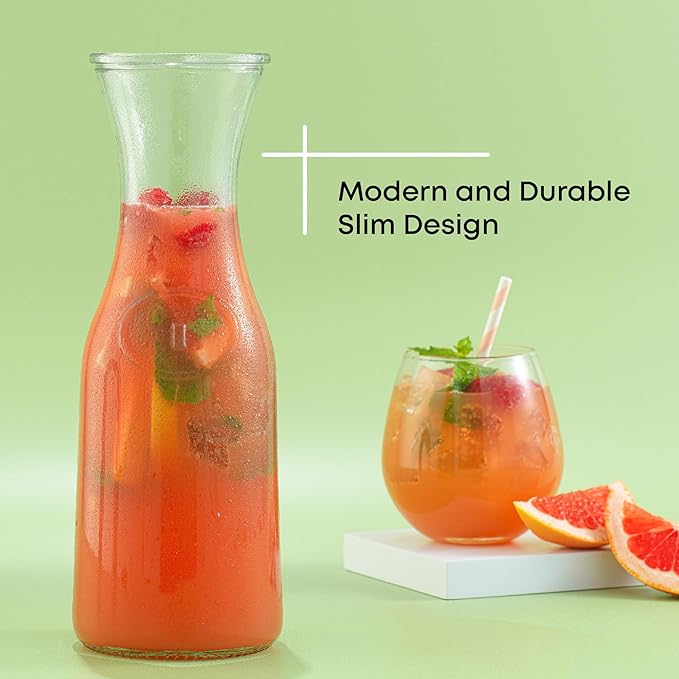 JoyJolt Glass Carafe with Lid, Iced Tea, Milk – Dishwasher Safe Beverage Drink - Image 4