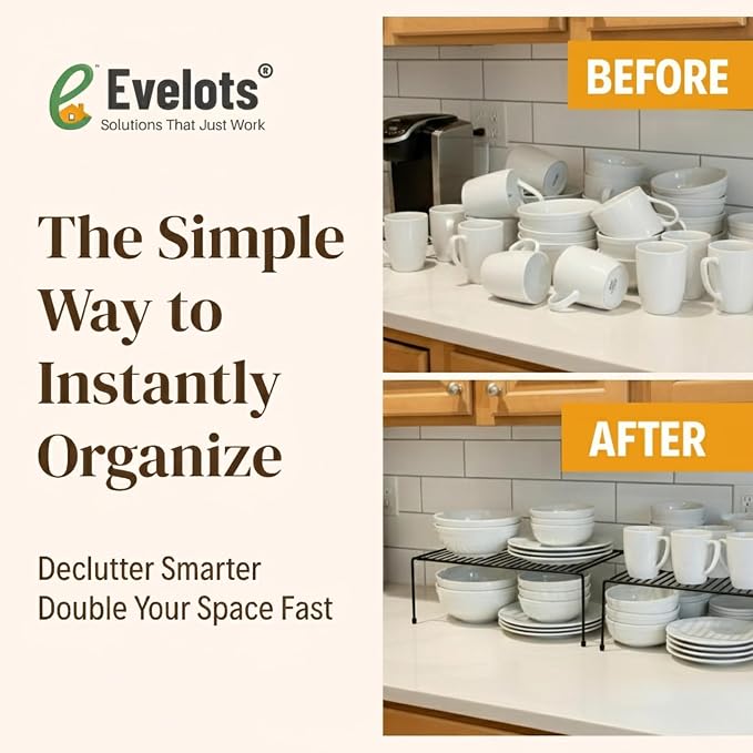 Evelots Kitchen Cabinet Wire Shelf Organizer/Rack - Image 4