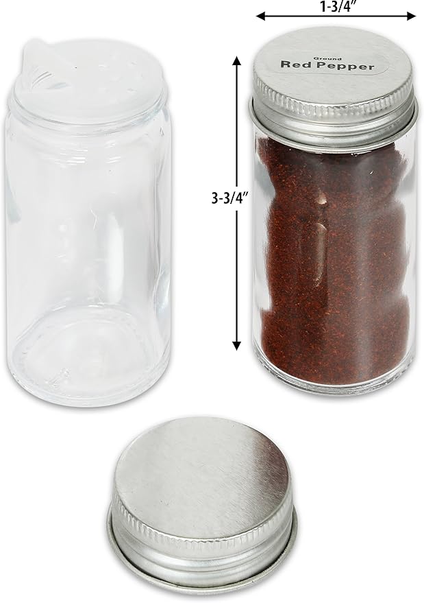 Simple Houseware 12-Pack 3 oz Glass Spice Jars, Round Bottles - Image 4