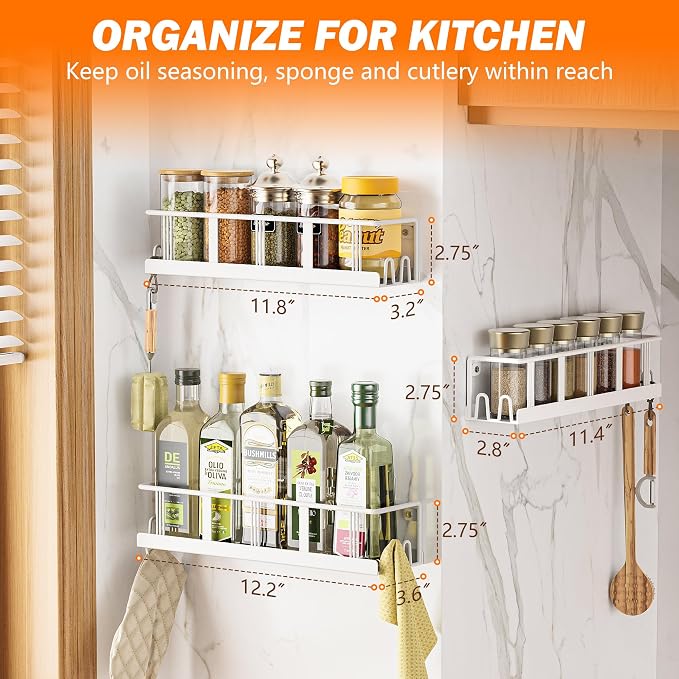 Bunoxea Spice Rack Wall Mounted 3 Pack, Space-Saving Spice Organizer - Image 7