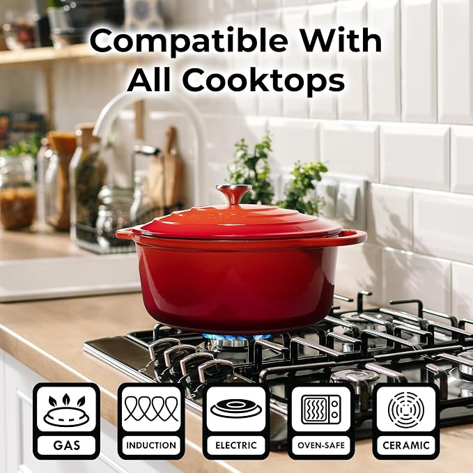 Zulay Kitchen 5 Quart Enameled Cast Iron Dutch Oven Pot - Image 3