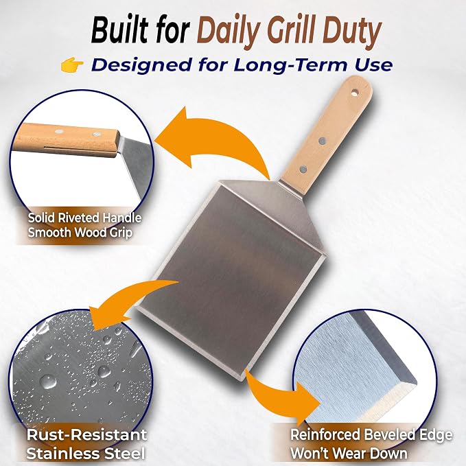 Extra Wide Griddle Spatula – Large Metal Grill Spatula - Image 3