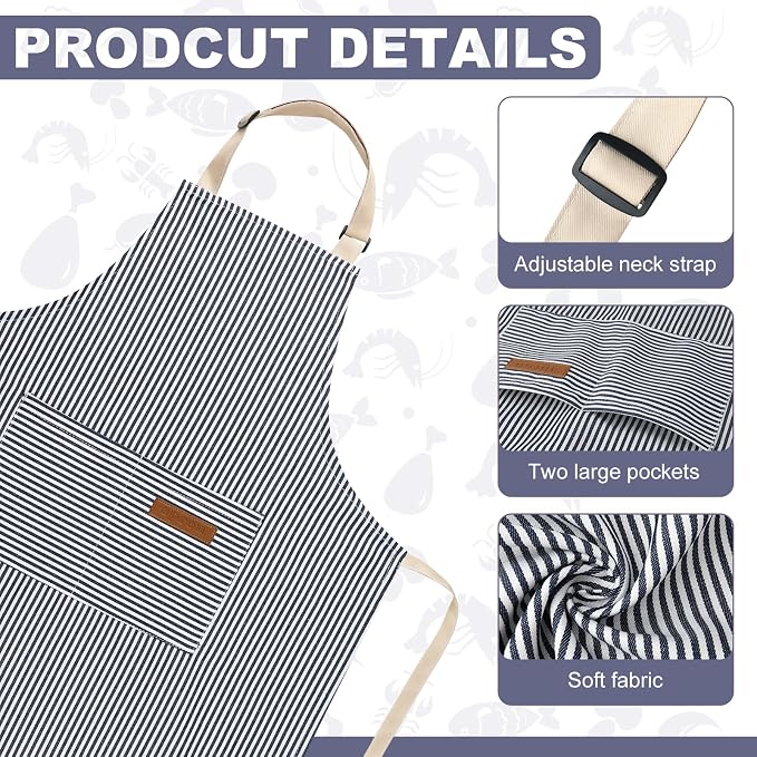 2 Pack Stripes Kids Apron, Kids Cooking Aprons - Image 3