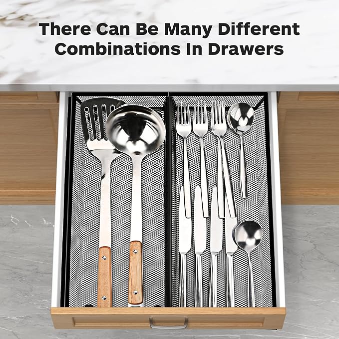 Smgmg Silverware Drawer Organizer, 2 Pack 14.7" X 6.1" X 2" Utensil Organizer - Image 5