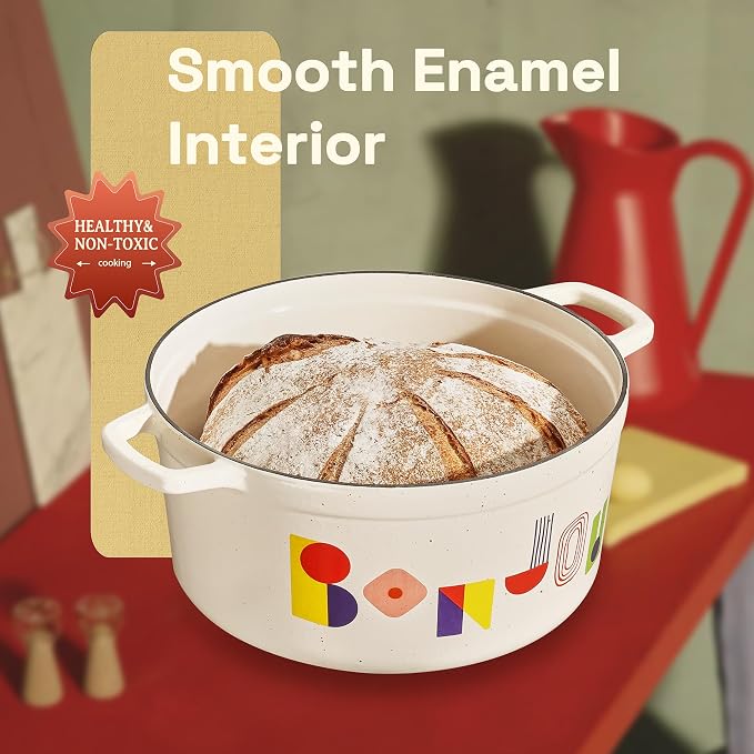 CAROTE 5QT Cast Iron Dutch Oven Pot - Image 6