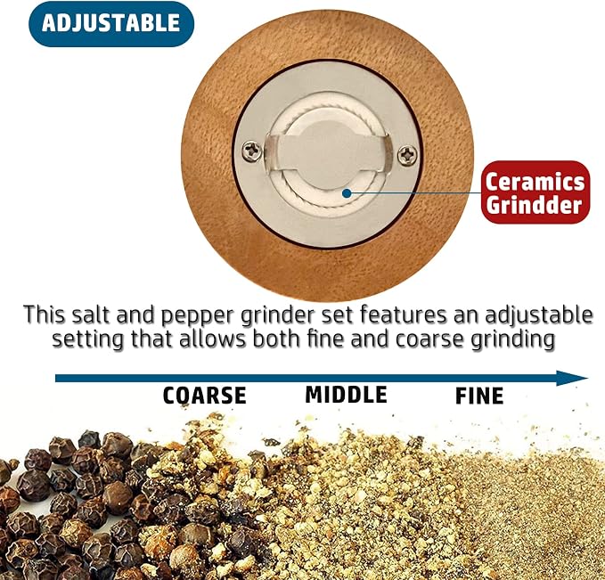 Salt and Pepper Grinder Set Hand Crank Salt and Pepper Mill Classical Wooden - Image 4