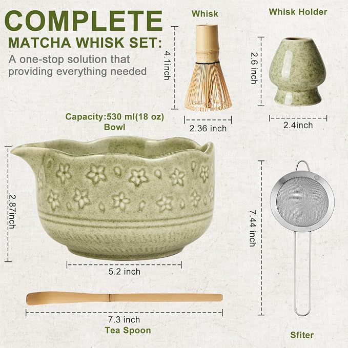 5Pcs Matcha Whisk Set, 18OZ Bowl - Image 6