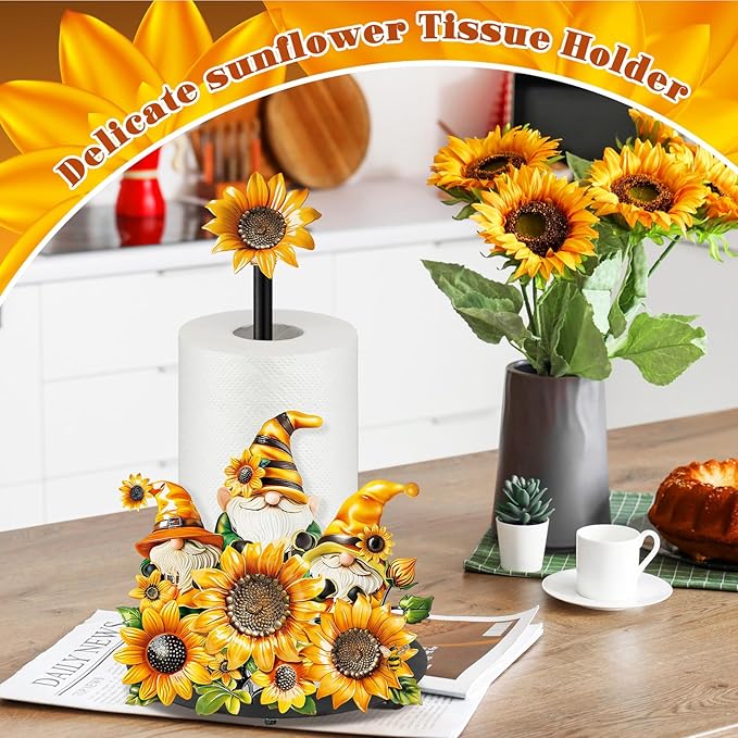 Thyle Sunflower Paper Towel Holder Summer Sunflower Gnome Kitchen Decor and - Image 7