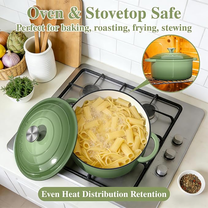 Umite Chef Enameled Cast Iron Dutch Oven-7QT Pot - Image 6