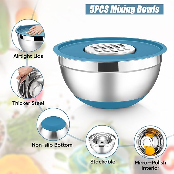 E-far Stainless Steel Mixing Bowls - Image 3