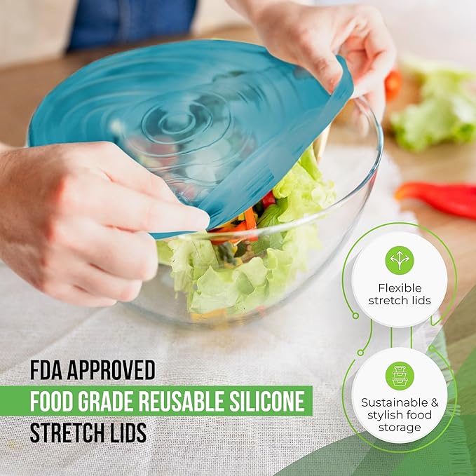 Reusable Silicone Stretch Lids for Food Storage in Fridge - Image 3