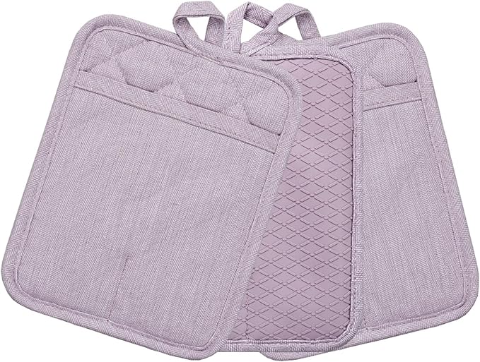 Pot Holders Yarn-Dyed Set of 3 Non Slip Silicone Kitchen Lines Heat Resistant - Image 9
