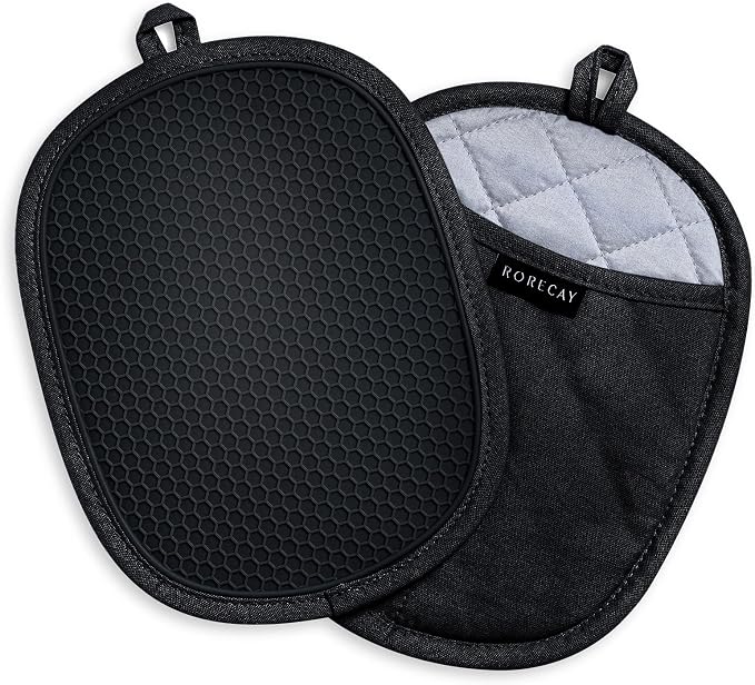 2-Pack Silicone Pot Holders for Kitchen Heat Resistant up to 500°F, Non-Slip by Rorecay