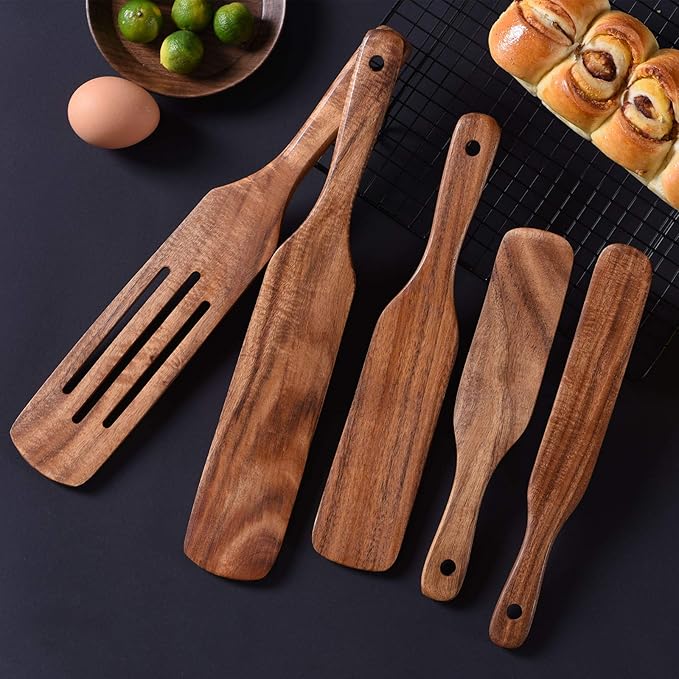 Spurtle Set, Wooden Spurtle Set of 5, Wooden Spoons - Image 2