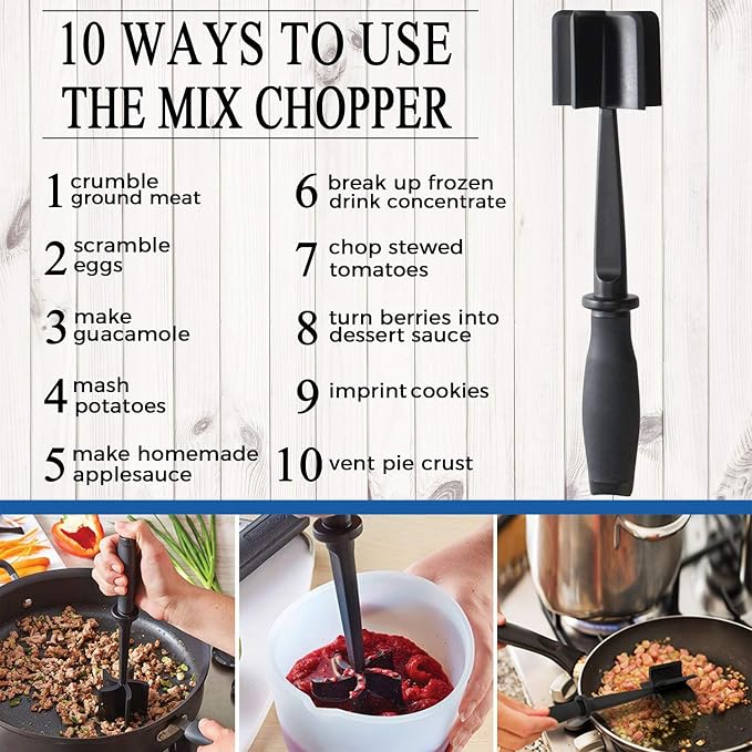 Meat Chopper, 5 Curve Blades Ground Beef Masher, Heat Resistant Meat Masher Tool - Image 2