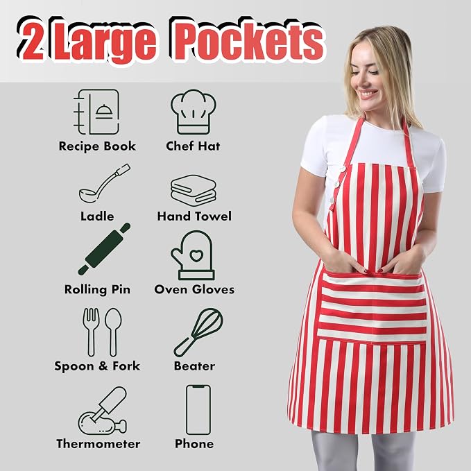 TOSHEX Kitchen Apron Waterdrop Resistant Cotton Apron - Image 4