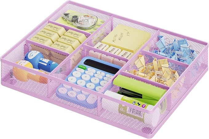 Marbrasse Desk Drawer Organizer, Metal Mesh Drawer Organizer Tray by Marbrasse
