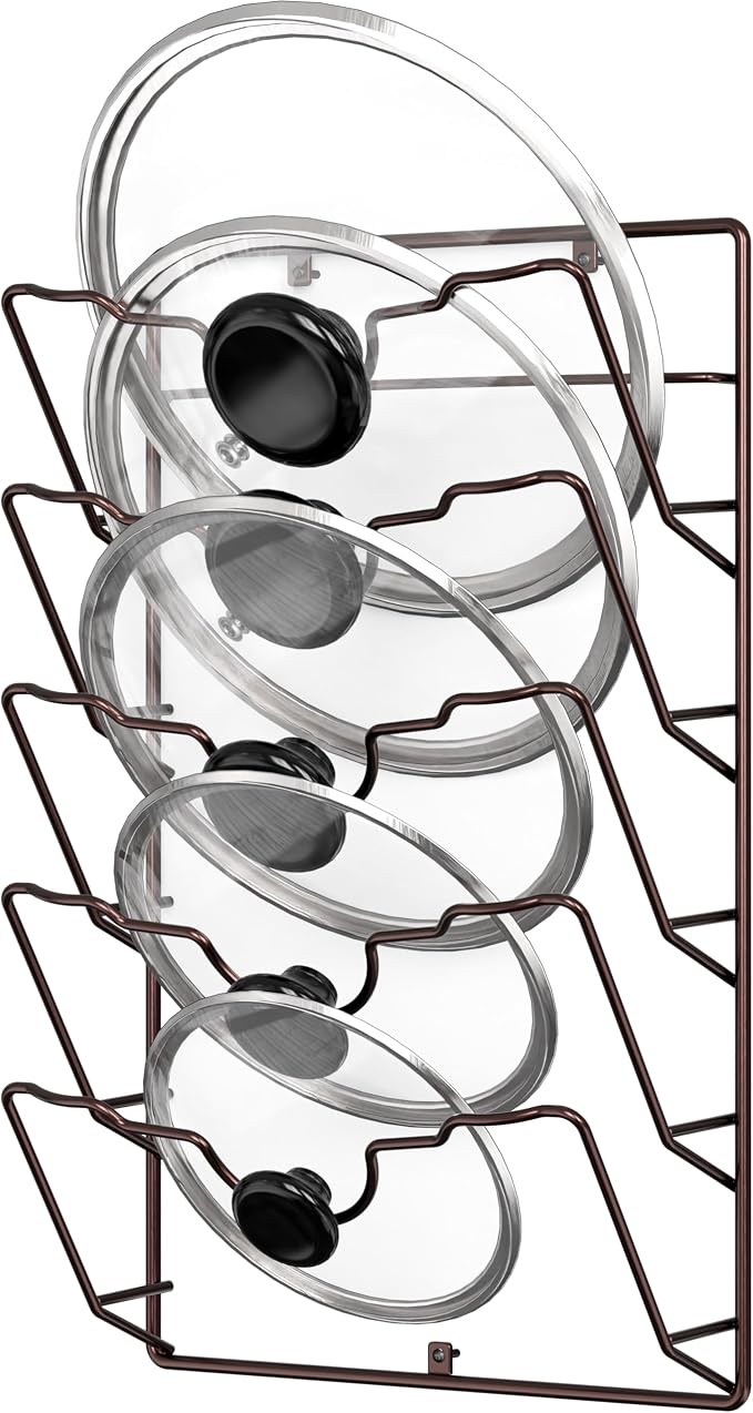Simple Houseware Wall Door Mounted Pot Lid Rack, 9.5" Wx4.5 Dx17.2 H, Bronze by SimpleHouseware