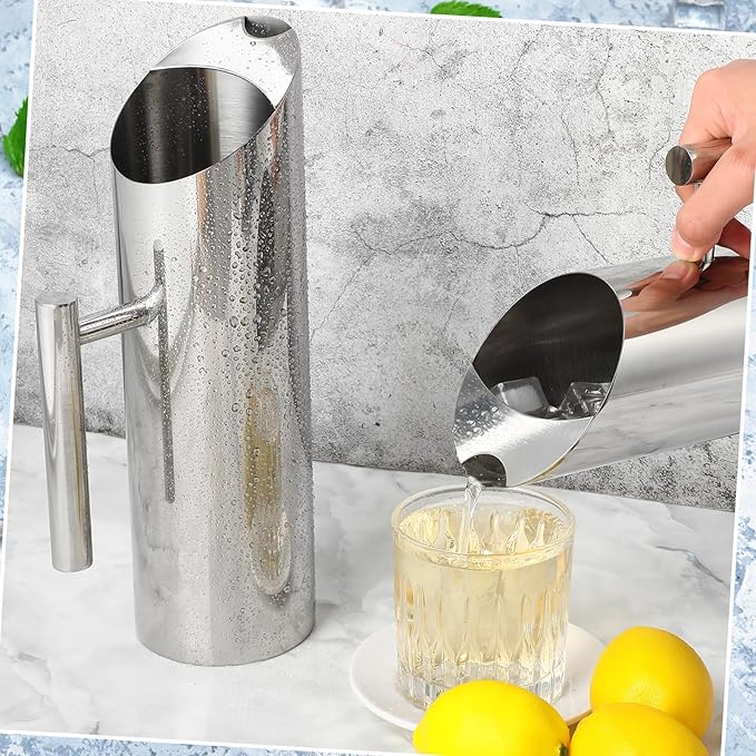 Funnymoom 3 Pack 53oz/1.5l Stainless Steel Water Pitcher Modern Metal Pitcher - Image 4
