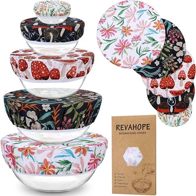 5-Size Reusable Beeswax Bowl Covers by Revahope