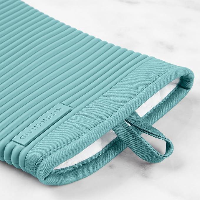 KITCHENAID Ribbed Soft Silicone Oven Mitt 2-Pack Set, Mineral Water Aqua - Image 5