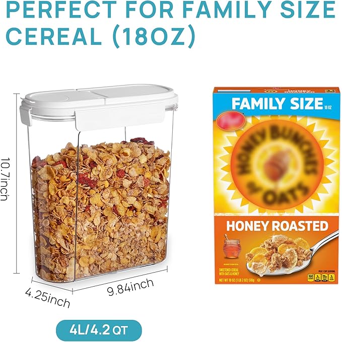 Vtopmart Cereal Containers Set, Plastic Organizer Dispenser - Image 2