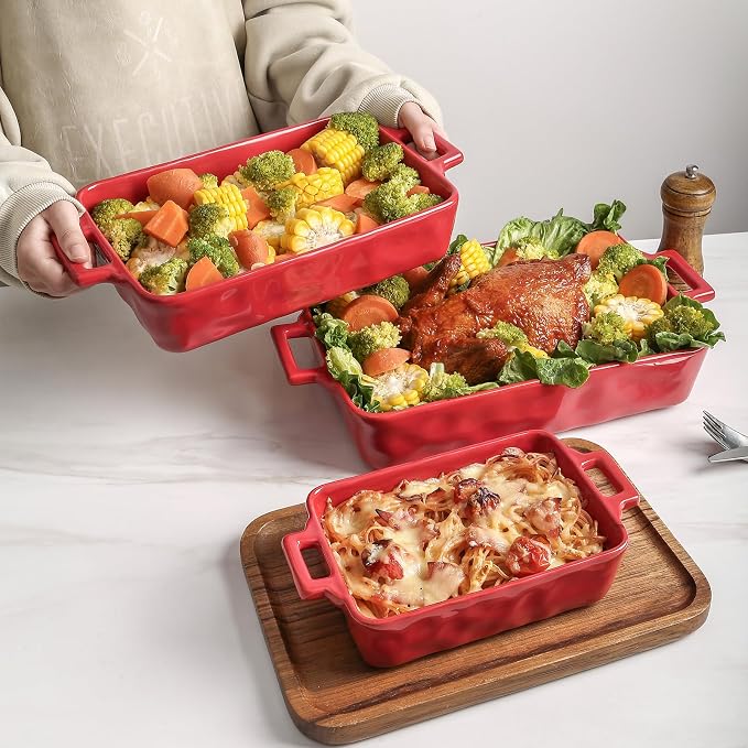 VICRAYS Ceramic Bakeware Set, Porcelain Rectangular Baking Dish, Baking Pan - Image 2