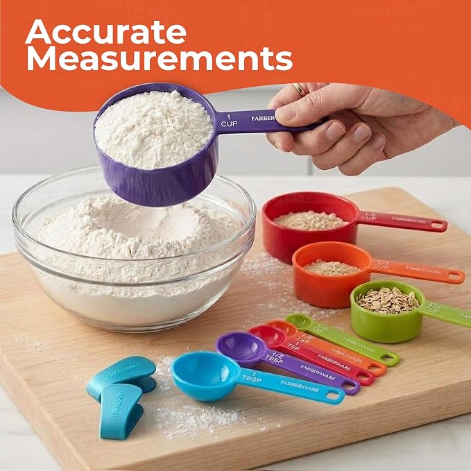 Farberware Kitchen Basics Measuring Cup & Spoon Set – 9-Piece Colorful Nesting - Image 4