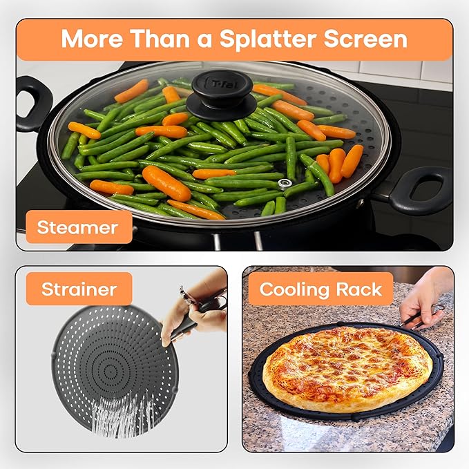 Splatter Screen for Frying Pan | USA Brand | 11-Inch Black, Fit Pans Silicone - Image 3