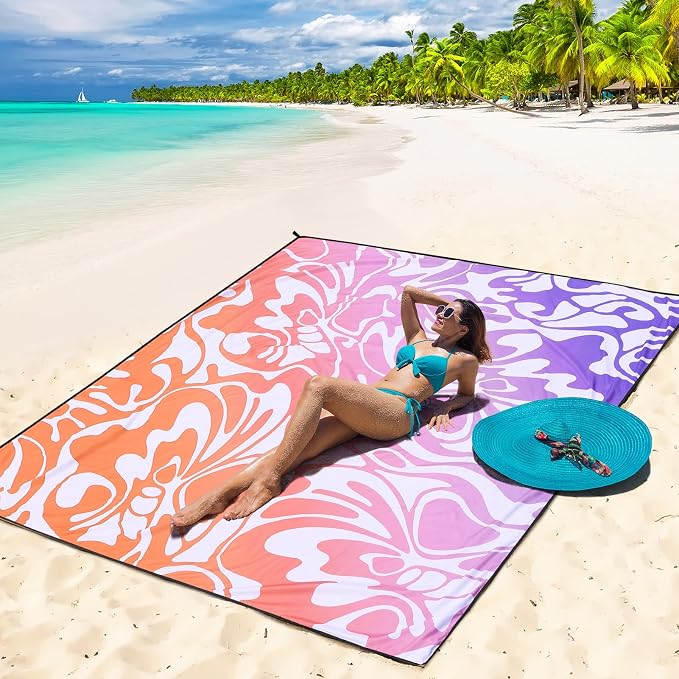 WIWIGO Beach Blanket Waterproof Sandproof Beach Mat 79" X 83"/10'x9'for 2-8 by WIWIGO