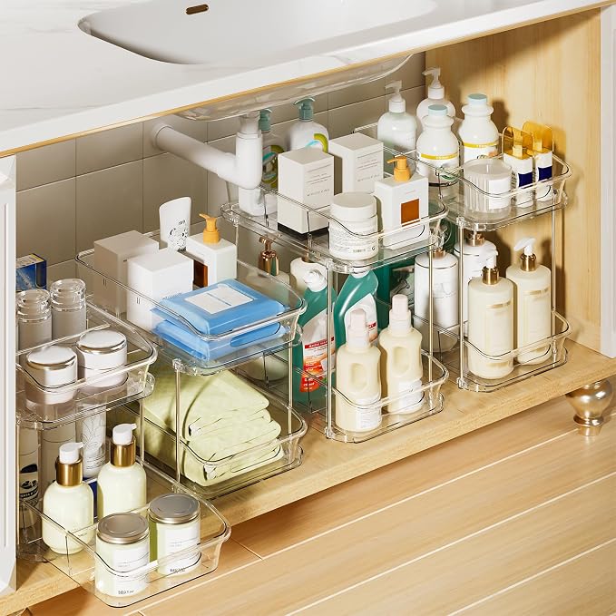 Delamu 2-Tier Under Sink Organizers and Storage, Pull Out Kitchen Pantry - Image 9
