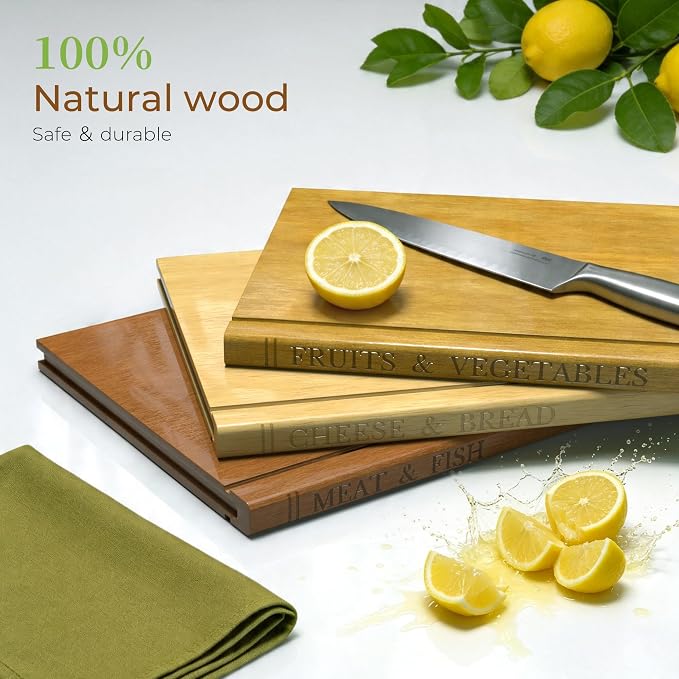 Book Cutting Board Set with Wooden Stand-Wooden Kitchen Cutting Boards That - Image 5