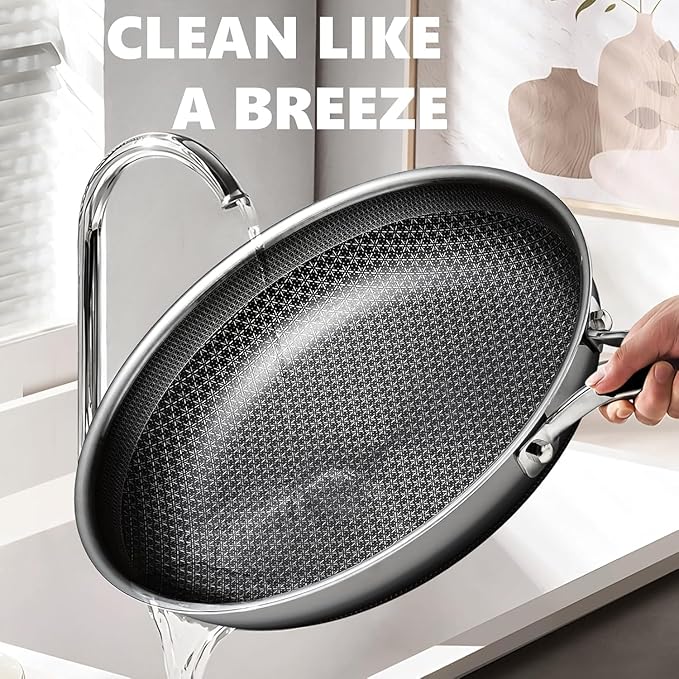 OATOFP Non Stick Frying Pans 12 inch, Hybrid Frying Skillets Nonstick, non - Image 4