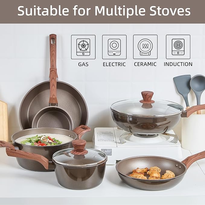 12Pcs Pots and Pans Set, Nonstick Cookware Sets, Non Stick Pots and Pan Set - Image 4