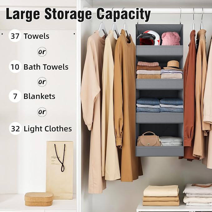 GRANNY SAYS 4-Shelf Hanging Organizer, Closet Hanging Shelves, Closet Hanging - Image 5