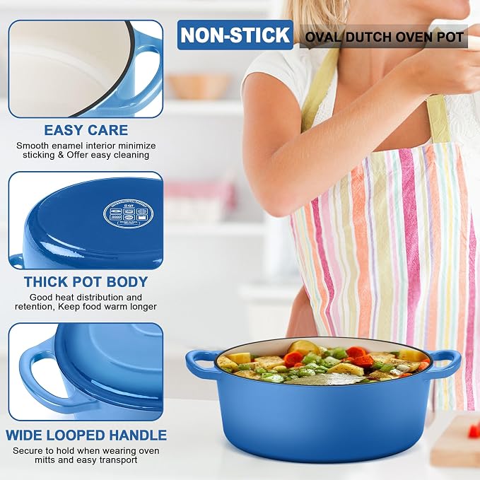 E-far 5QT Oval Dutch Oven Pot - Image 3